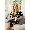 image:imageEkouaer Pajamas Set for Women Short Sleeve Sleepwear Button Down Pjs Soft 2 Piece Lounge Sets XSXXXLBlack Beer Print