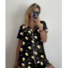 image:imageEkouaer Pajamas Set for Women Short Sleeve Sleepwear Button Down Pjs Soft 2 Piece Lounge Sets XSXXXLBlack Beer Print
