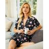 image:imageEkouaer Pajamas Set for Women Short Sleeve Sleepwear Button Down Pjs Soft 2 Piece Lounge Sets XSXXXLBlack With Pink Hearts