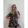 image:imageEkouaer Pajamas Set for Women Short Sleeve Sleepwear Button Down Pjs Soft 2 Piece Lounge Sets XSXXXLBlack With Pink Hearts