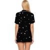 image:imageEkouaer Pajamas Set for Women Short Sleeve Sleepwear Button Down Pjs Soft 2 Piece Lounge Sets XSXXXLBlack With Stars