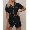image:imageEkouaer Pajamas Set for Women Short Sleeve Sleepwear Button Down Pjs Soft 2 Piece Lounge Sets XSXXXLBlack With Stars