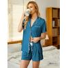 image:imageEkouaer Pajamas Set for Women Short Sleeve Sleepwear Button Down Pjs Soft 2 Piece Lounge Sets XSXXXLBlue Green