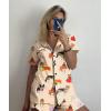 image:imageEkouaer Pajamas Set for Women Short Sleeve Sleepwear Button Down Pjs Soft 2 Piece Lounge Sets XSXXXLChampagne Dog Print