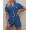 image:imageEkouaer Pajamas Set for Women Short Sleeve Sleepwear Button Down Pjs Soft 2 Piece Lounge Sets XSXXXLClear Blue
