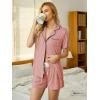 image:imageEkouaer Pajamas Set for Women Short Sleeve Sleepwear Button Down Pjs Soft 2 Piece Lounge Sets XSXXXLDark Pink