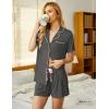 image:imageEkouaer Pajamas Set for Women Short Sleeve Sleepwear Button Down Pjs Soft 2 Piece Lounge Sets XSXXXLDeep Flower Gray