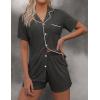 image:imageEkouaer Pajamas Set for Women Short Sleeve Sleepwear Button Down Pjs Soft 2 Piece Lounge Sets XSXXXLDeep Flower Gray