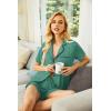 image:imageEkouaer Pajamas Set for Women Short Sleeve Sleepwear Button Down Pjs Soft 2 Piece Lounge Sets XSXXXLGray Green