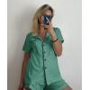 image:imageEkouaer Pajamas Set for Women Short Sleeve Sleepwear Button Down Pjs Soft 2 Piece Lounge Sets XSXXXLGray Green