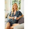 image:imageEkouaer Pajamas Set for Women Short Sleeve Sleepwear Button Down Pjs Soft 2 Piece Lounge Sets XSXXXLGray Star Print