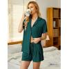 image:imageEkouaer Pajamas Set for Women Short Sleeve Sleepwear Button Down Pjs Soft 2 Piece Lounge Sets XSXXXLGreen
