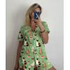 image:imageEkouaer Pajamas Set for Women Short Sleeve Sleepwear Button Down Pjs Soft 2 Piece Lounge Sets XSXXXLGreen Cat Print