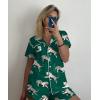 image:imageEkouaer Pajamas Set for Women Short Sleeve Sleepwear Button Down Pjs Soft 2 Piece Lounge Sets XSXXXLGreen Tiger Print