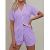 image:imageEkouaer Pajamas Set for Women Short Sleeve Sleepwear Button Down Pjs Soft 2 Piece Lounge Sets XSXXXLLavender