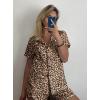 image:imageEkouaer Pajamas Set for Women Short Sleeve Sleepwear Button Down Pjs Soft 2 Piece Lounge Sets XSXXXLLeopard