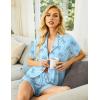 image:imageEkouaer Pajamas Set for Women Short Sleeve Sleepwear Button Down Pjs Soft 2 Piece Lounge Sets XSXXXLLight Blue Bows