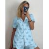 image:imageEkouaer Pajamas Set for Women Short Sleeve Sleepwear Button Down Pjs Soft 2 Piece Lounge Sets XSXXXLLight Blue Bows