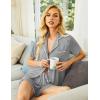 image:imageEkouaer Pajamas Set for Women Short Sleeve Sleepwear Button Down Pjs Soft 2 Piece Lounge Sets XSXXXLLight Floral Grey