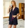 image:imageEkouaer Pajamas Set for Women Short Sleeve Sleepwear Button Down Pjs Soft 2 Piece Lounge Sets XSXXXLNavy Blue