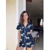 image:imageEkouaer Pajamas Set for Women Short Sleeve Sleepwear Button Down Pjs Soft 2 Piece Lounge Sets XSXXXLNavy With Zebra Print
