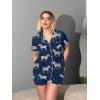 image:imageEkouaer Pajamas Set for Women Short Sleeve Sleepwear Button Down Pjs Soft 2 Piece Lounge Sets XSXXXLNavy With Zebra Print
