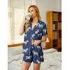 image:imageEkouaer Pajamas Set for Women Short Sleeve Sleepwear Button Down Pjs Soft 2 Piece Lounge Sets XSXXXLNavy With Zebra Print