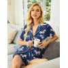 image:imageEkouaer Pajamas Set for Women Short Sleeve Sleepwear Button Down Pjs Soft 2 Piece Lounge Sets XSXXXLNavy With Zebra Print