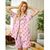 image:imageEkouaer Pajamas Set for Women Short Sleeve Sleepwear Button Down Pjs Soft 2 Piece Lounge Sets XSXXXLPink With Boot Print