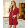 image:imageEkouaer Pajamas Set for Women Short Sleeve Sleepwear Button Down Pjs Soft 2 Piece Lounge Sets XSXXXLRed