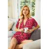 image:imageEkouaer Pajamas Set for Women Short Sleeve Sleepwear Button Down Pjs Soft 2 Piece Lounge Sets XSXXXLRed Heart Print