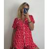 image:imageEkouaer Pajamas Set for Women Short Sleeve Sleepwear Button Down Pjs Soft 2 Piece Lounge Sets XSXXXLRed Heart Print