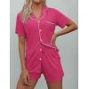 image:imageEkouaer Pajamas Set for Women Short Sleeve Sleepwear Button Down Pjs Soft 2 Piece Lounge Sets XSXXXLRose Red