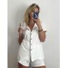 image:imageEkouaer Pajamas Set for Women Short Sleeve Sleepwear Button Down Pjs Soft 2 Piece Lounge Sets XSXXXLWhite