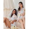 image:imageEkouaer Pajamas Set for Women Short Sleeve Sleepwear Button Down Pjs Soft 2 Piece Lounge Sets XSXXXLWhite With Colorful Bows