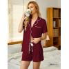 image:imageEkouaer Pajamas Set for Women Short Sleeve Sleepwear Button Down Pjs Soft 2 Piece Lounge Sets XSXXXLWine Red