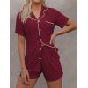 image:imageEkouaer Pajamas Set for Women Short Sleeve Sleepwear Button Down Pjs Soft 2 Piece Lounge Sets XSXXXLWine Red
