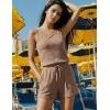 image:imageEkouaer Rompers for Women Summer 2026 Casual Sleeveless Scoop Neck Tank Top Ribbed Short Jumpsuits Romper with PocketsBrown