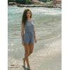 image:imageEkouaer Rompers for Women Summer 2026 Casual Sleeveless Scoop Neck Tank Top Ribbed Short Jumpsuits Romper with PocketsDark Blue
