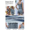 image:imageEkouaer Rompers for Women Summer 2026 Casual Sleeveless Scoop Neck Tank Top Ribbed Short Jumpsuits Romper with PocketsDark Blue