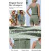 image:imageEkouaer Rompers for Women Summer 2026 Casual Sleeveless Scoop Neck Tank Top Ribbed Short Jumpsuits Romper with PocketsIce Green