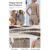 image:imageEkouaer Rompers for Women Summer 2026 Casual Sleeveless Scoop Neck Tank Top Ribbed Short Jumpsuits Romper with PocketsKhaki
