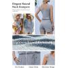 image:imageEkouaer Rompers for Women Summer 2026 Casual Sleeveless Scoop Neck Tank Top Ribbed Short Jumpsuits Romper with PocketsLight Blue