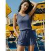 image:imageEkouaer Rompers for Women Summer 2026 Casual Sleeveless Scoop Neck Tank Top Ribbed Short Jumpsuits Romper with PocketsNavy Blue