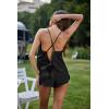 image:imageEkouaer Silk Pajamas Set for Women Satin Backless Lingerie Pjs Cami Top and Shorts NightwearBlack