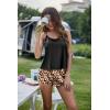 image:imageEkouaer Silk Pajamas Set for Women Satin Backless Lingerie Pjs Cami Top and Shorts NightwearBlackLeopard