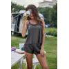 image:imageEkouaer Silk Pajamas Set for Women Satin Backless Lingerie Pjs Cami Top and Shorts NightwearGrey