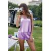 image:imageEkouaer Silk Pajamas Set for Women Satin Backless Lingerie Pjs Cami Top and Shorts NightwearLavender
