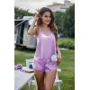 image:imageEkouaer Silk Pajamas Set for Women Satin Backless Lingerie Pjs Cami Top and Shorts NightwearLavender