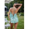 image:imageEkouaer Silk Pajamas Set for Women Satin Backless Lingerie Pjs Cami Top and Shorts NightwearLight Blue